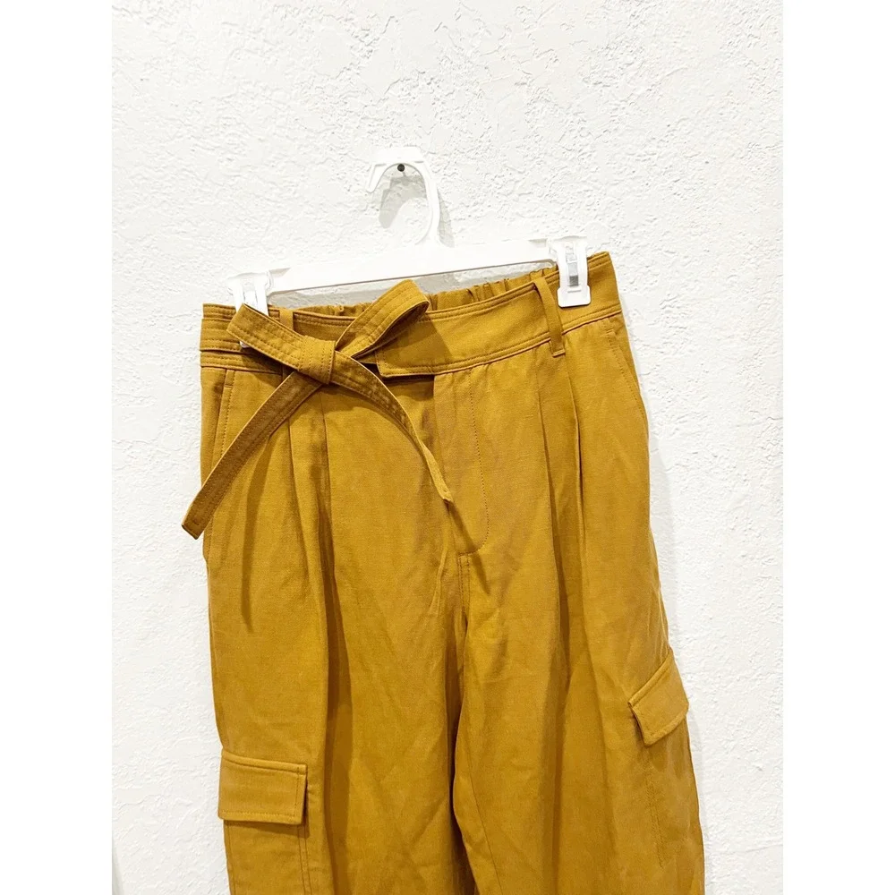 Banana Repulic Tencel Linen Tapered Cargo Pants Mustard New Bronze Pants Size 4